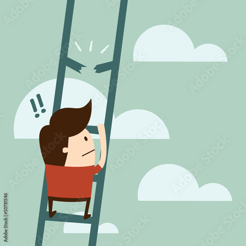boy climbing up a ladder.