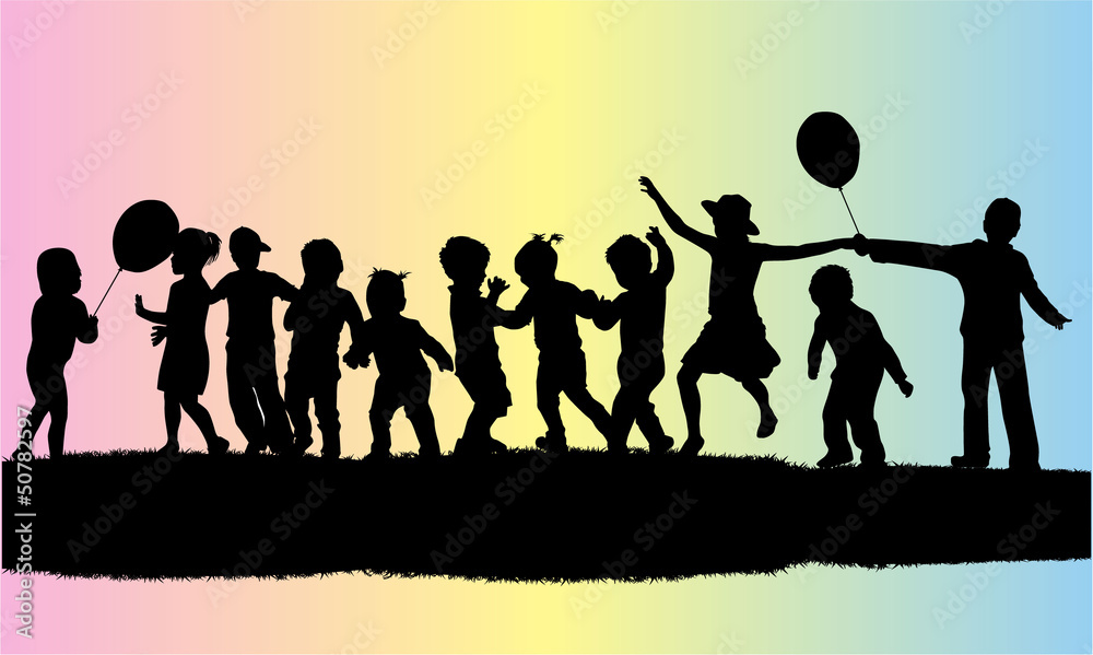 Obraz premium vector illustration of children silhouette