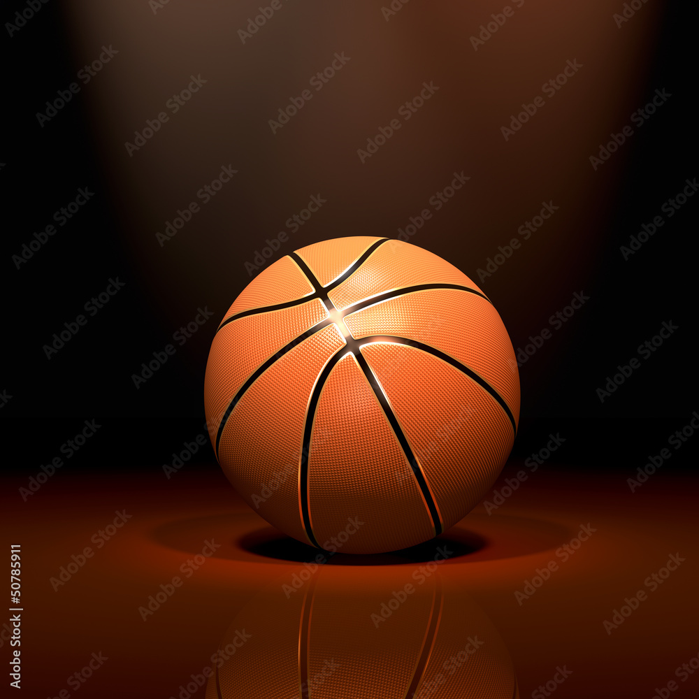 Basket ball on floor with light Basket ball on floor with light