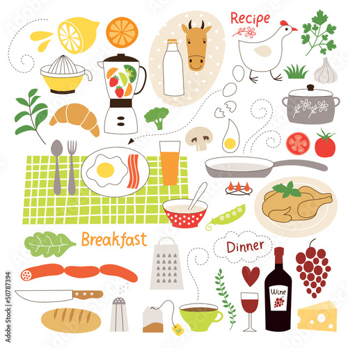Food illustrations collection  food ingredients
