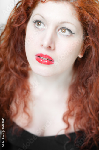 beautiful red hair and lips girl