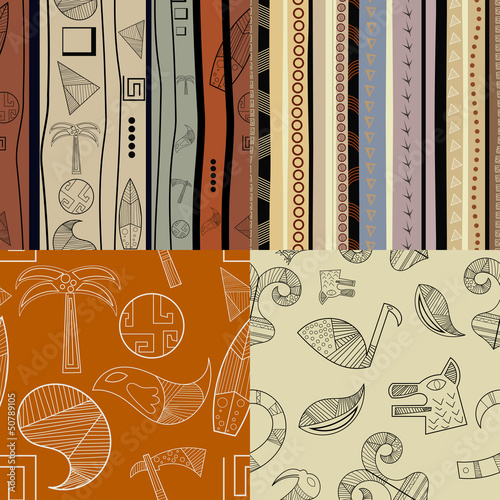 Set of  fullcolor patterns primitive tribal pattern