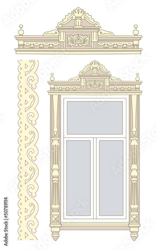 Set of wooden decorations for the window.