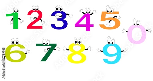 numeri simpatici con occhi e braccia