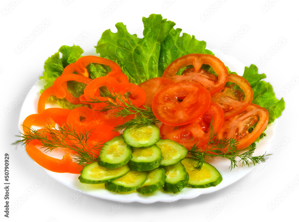 tomatoes cucumbers sliced salad plate isolated on white ba tomatoes cucumbers sliced salad plate isolated on white ba