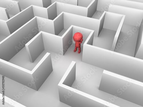3D Man Lost inside a Maze