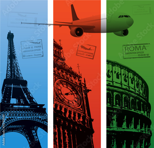 Carta da parati Parigi - Carta da parati Vertical travel background eps 10 transparency effects