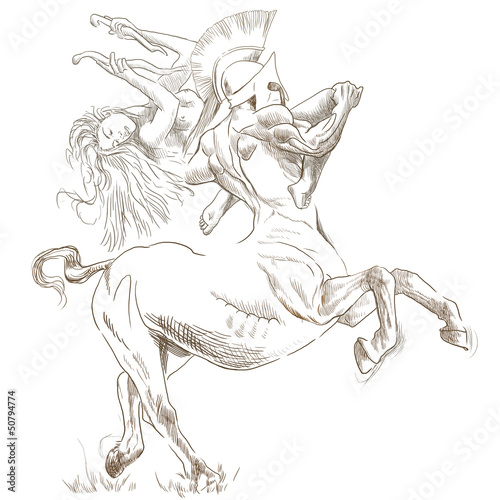 Greek myth and legends (Full sized drawing) - Centaur and Nymph photo