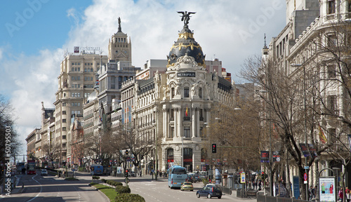 Madrid - Cale de Alcala street and Metropolis building