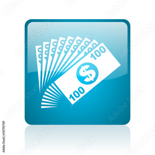 money blue square web glossy icon