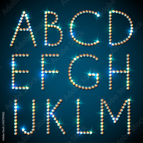 Shiny diamond alphabet letters