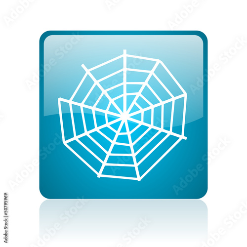 spider web blue square web glossy icon