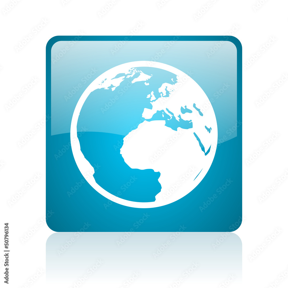 earth blue square web glossy icon earth blue square web glossy icon
