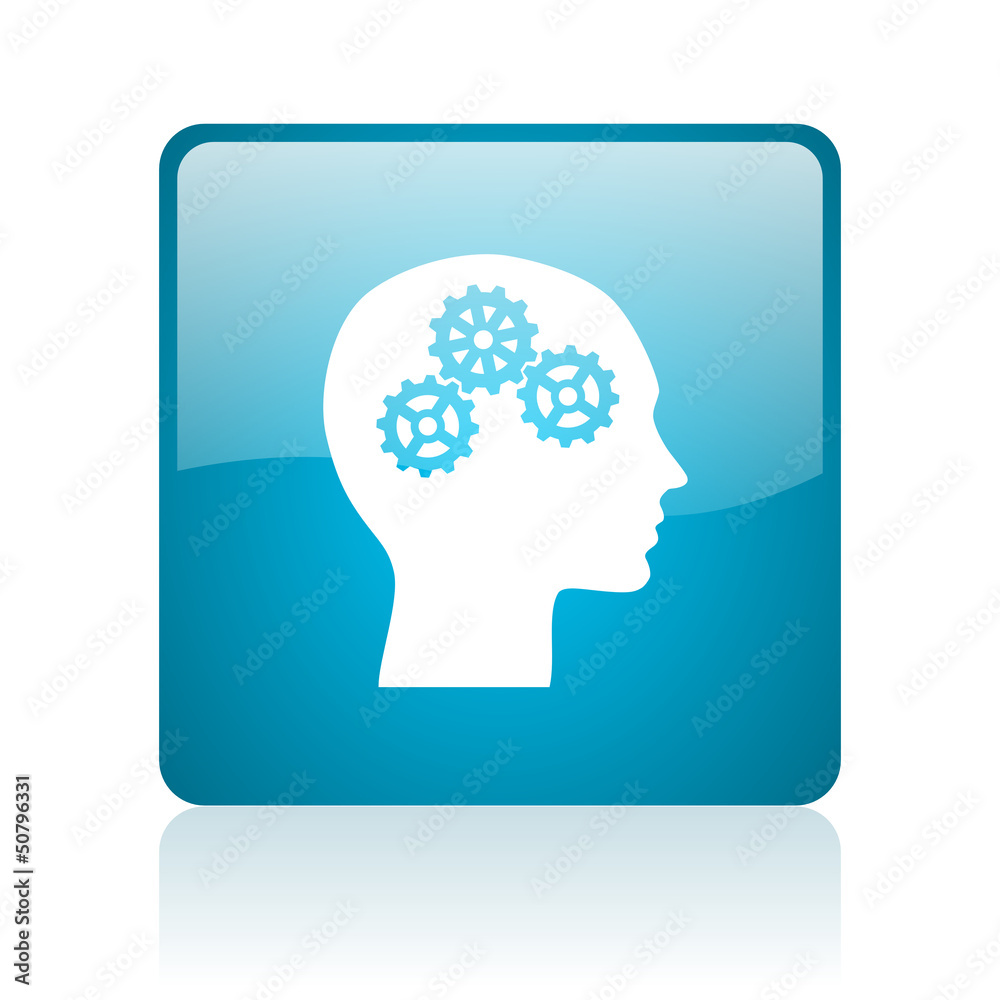 head blue square web glossy icon head blue square web glossy icon