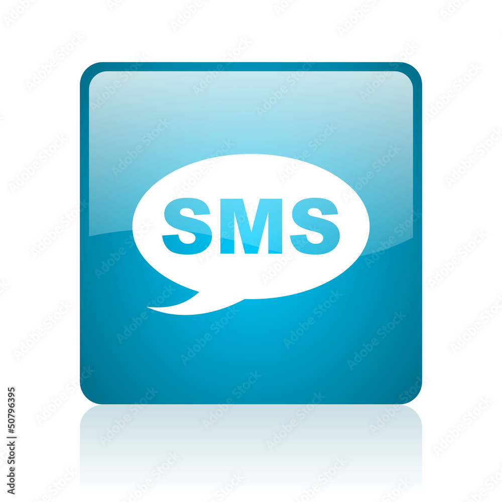 sms blue square web glossy icon sms blue square web glossy icon