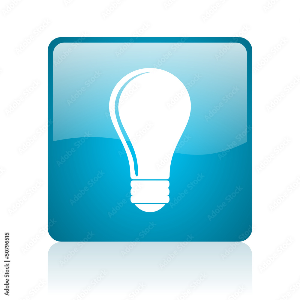 light bulb blue square web glossy icon light bulb blue square web glossy icon