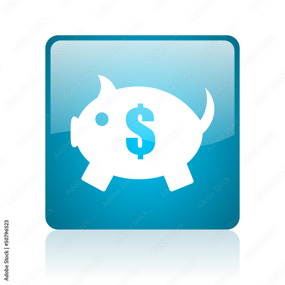 piggy bank blue square web glossy icon piggy bank blue square web glossy icon