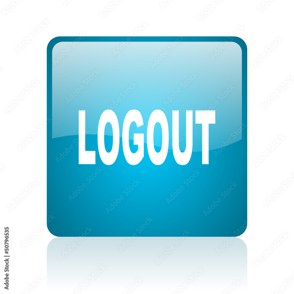 logout blue square web glossy icon logout blue square web glossy icon