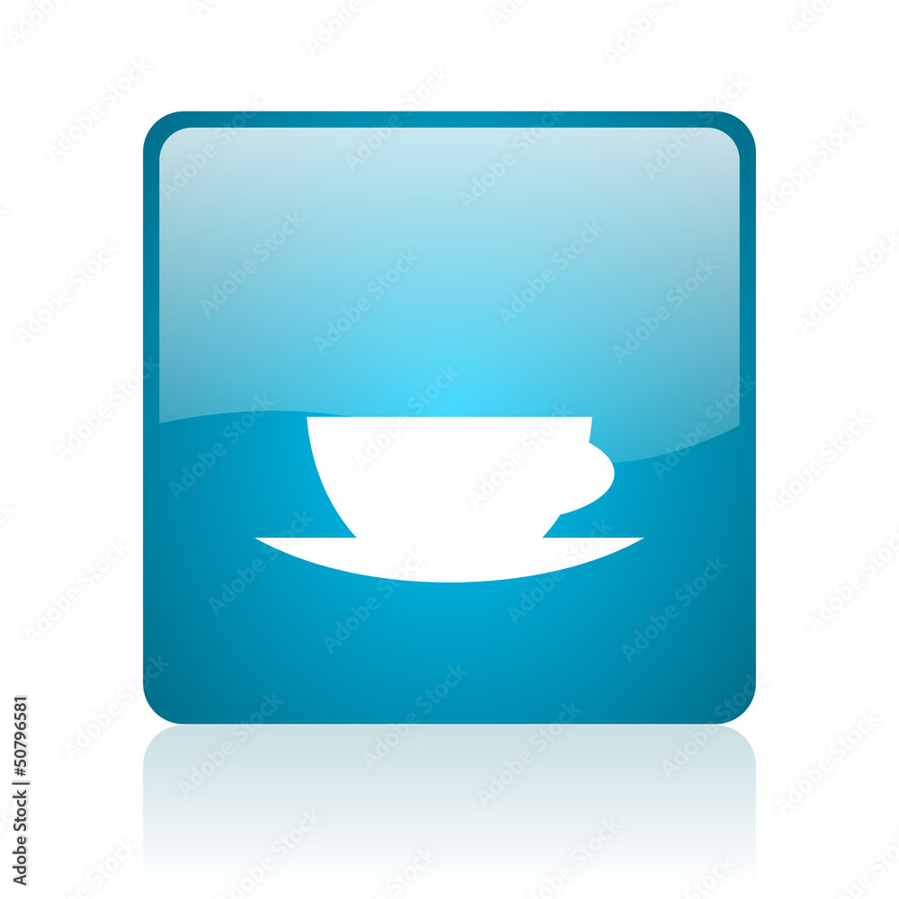 coffee cup blue square web glossy icon coffee cup blue square web glossy icon