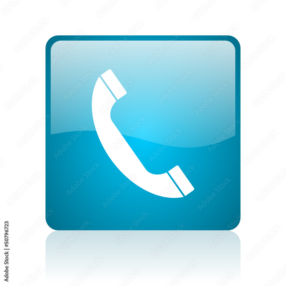 phone blue square web glossy icon phone blue square web glossy icon