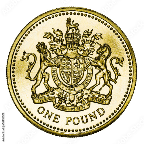Mint British Gold Pound Coin with Clipping Path