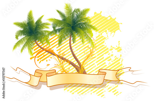Floral Palmen mit Banner