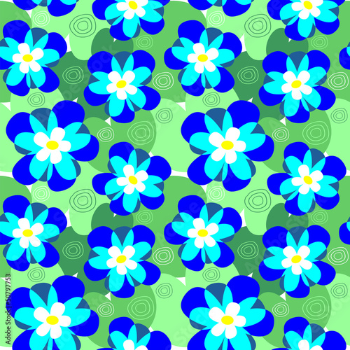 Vector seamless flower pattern of water-lilies