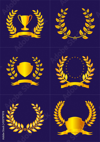 Laurel Wreaths with Ribbons and Shields
