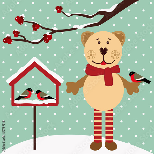 cat and bullfinches vector
