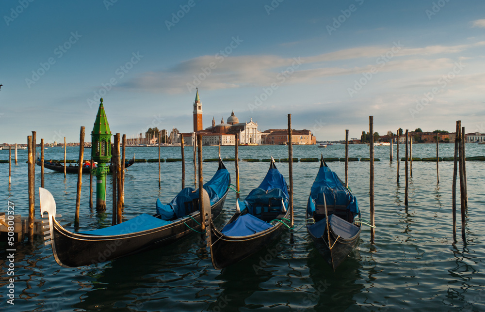 Gondolas and San Giorgio Maggiore  in Venice