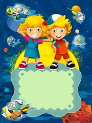 Fototapete Kosmos Glückliche Vorschulkinder als Astronauten  © honeyflavour