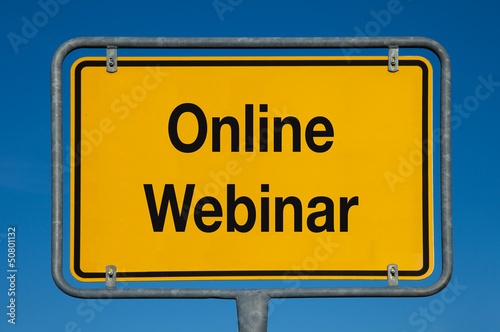 Ortsschild mit blauem Himmel ONLINE WEBINAR photo