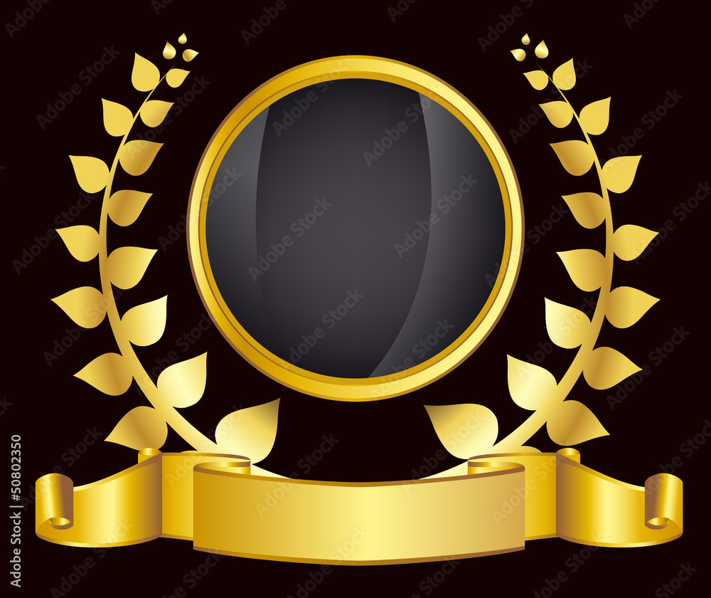 gold laurel wreath. vector illustration Stock Vector | Adobe Stock