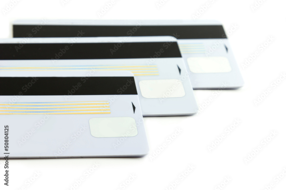 Step of credit cards isolated on white background Step of credit cards isolated on white background