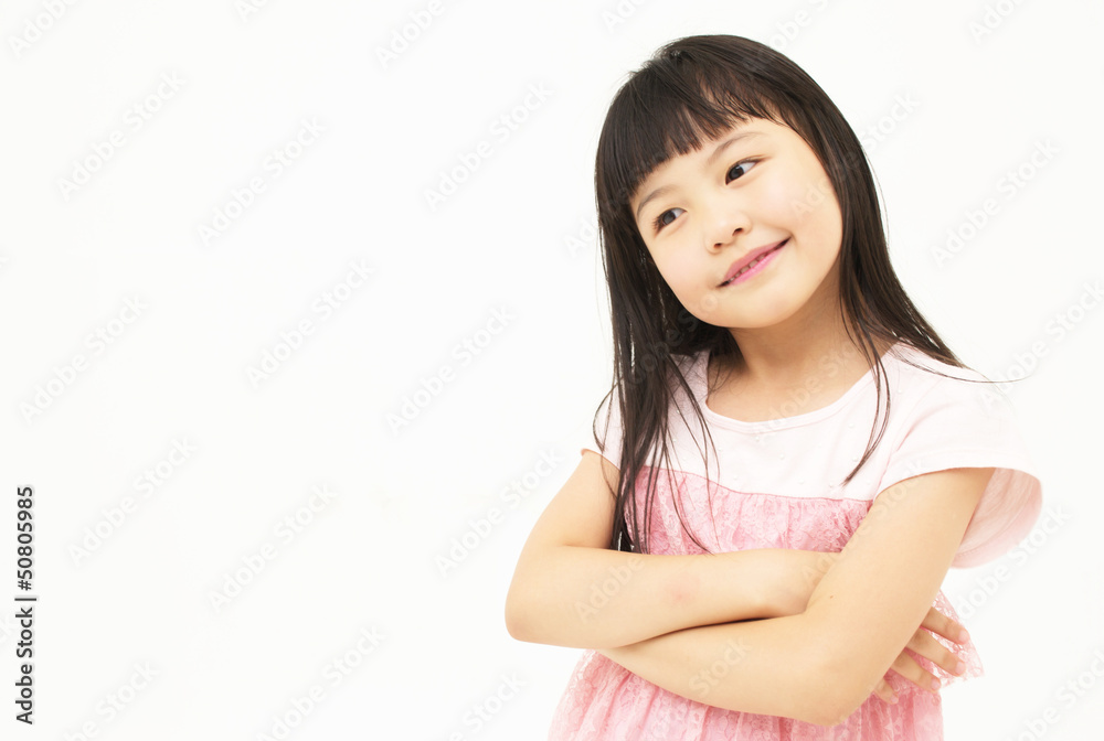 Beautiful asian child with her arms crossed Beautiful asian child with her arms crossed