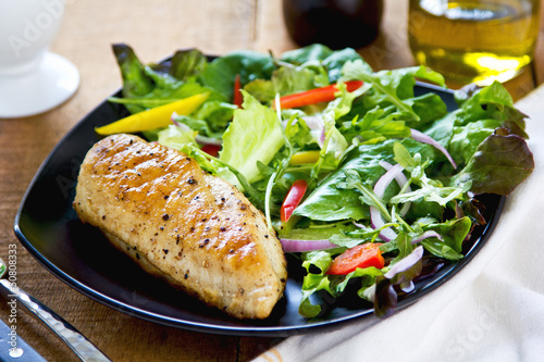 Chicken steak with fresh salad