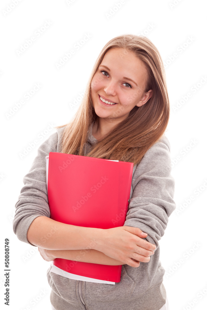 Smiling Teenage Schoolgirl on white background Smiling Teenage Schoolgirl on white background
