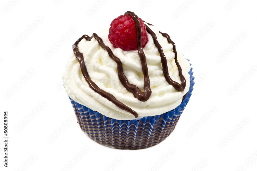 muffin with raspebby and chocolat whipped cream