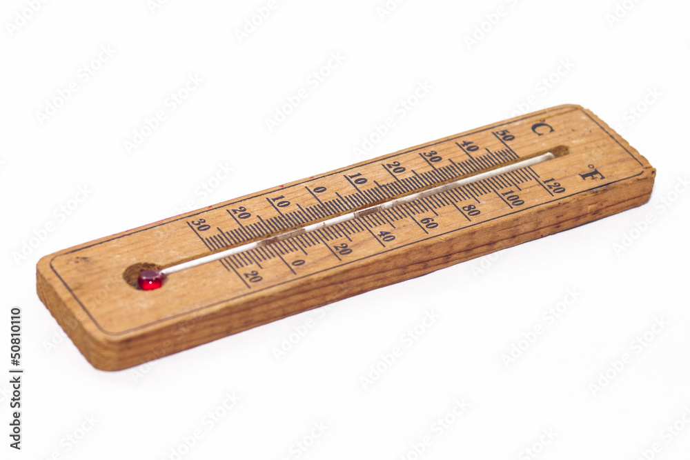 The old design of thermometer on white background. The old design of thermometer on white background.