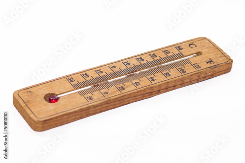 The old design of thermometer on white background.