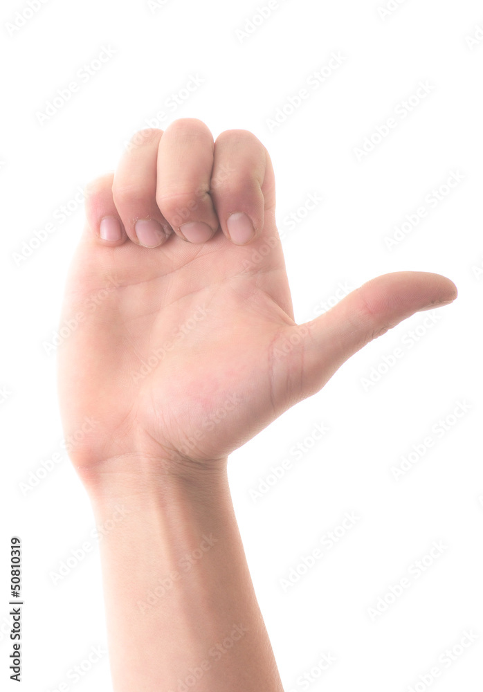 Letter 'E' in sign language, on a white background Letter 'E' in sign language, on a white background