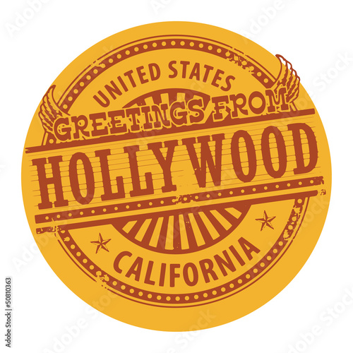 Grunge color stamp with text Greetings from Hollywood, vector