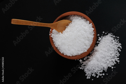 Granul Salt with pipkin and wooden spoon