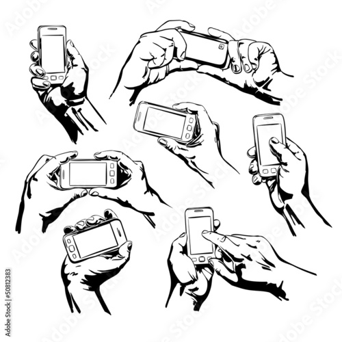 Set Hands Holding the Smart Phone
