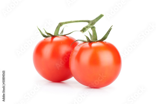 Fresh red tomatoes with green stem