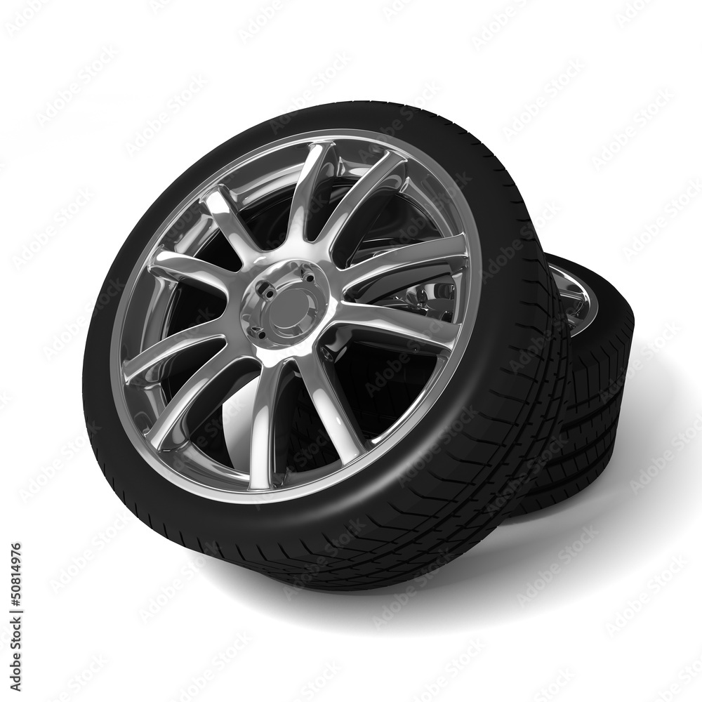 Car wheels with tires Car wheels with tires