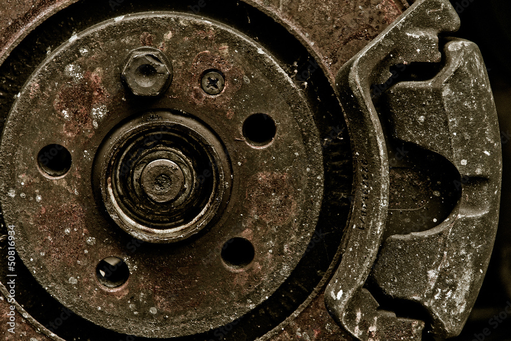 close up image of car disc break background texture
