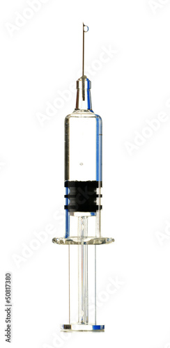 Hypodermic syringe isolated on white