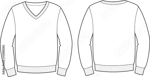 Vector illustration of jumper. Front and back views photo