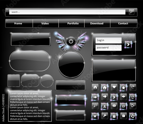 Glass Web Elements, Vector Illustration